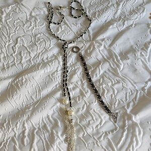 Elegant Silver and Black Chain Necklace